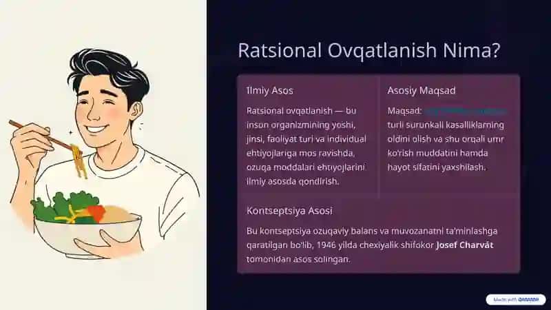 Ratsional Ovqatlanish: Oziq-ovqatning Ozuqaviy Yukining Inson Salomatligidagi Roli 2