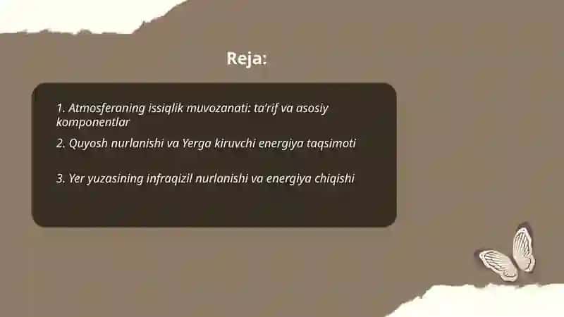 Atmosferadagi issiqlik muvozanati oʻzgarishining sayyora iqlimiga taʼsiri,parnik effekti haqida taqdimot 2