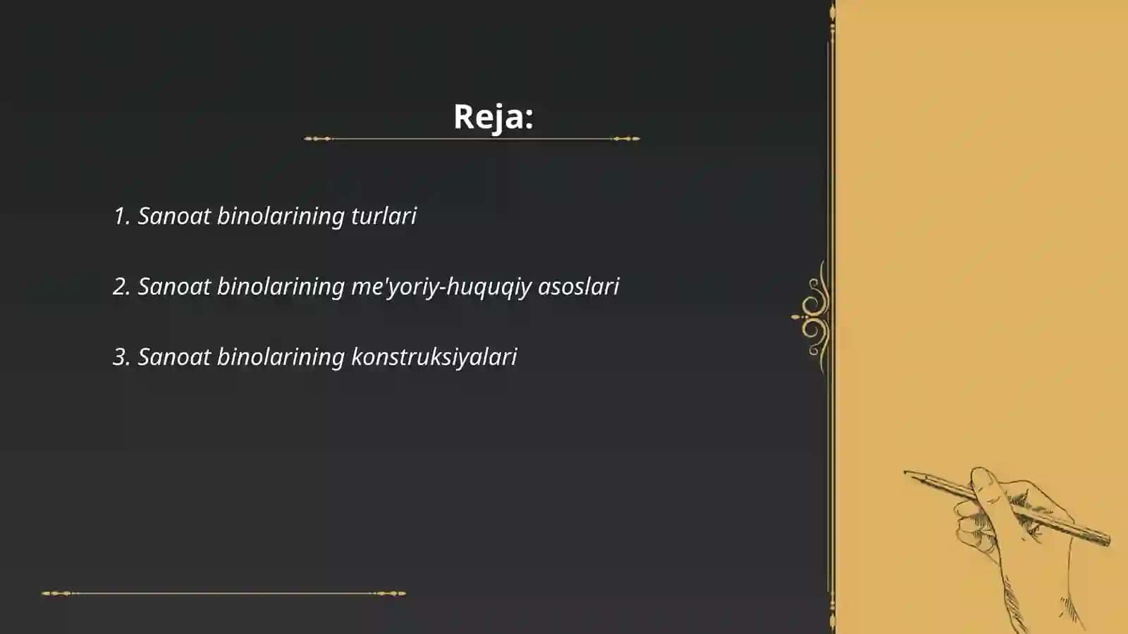 Sanoat binolarining klassifikatsiyasi 2