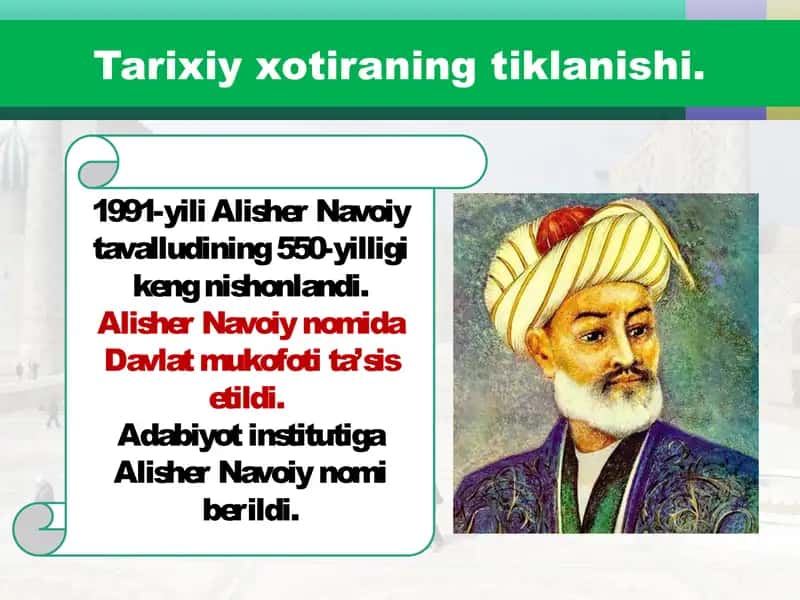 Gulnozaxonning O‘zbekiston dama’naviy va tarixiy merosning tıklanishi 2