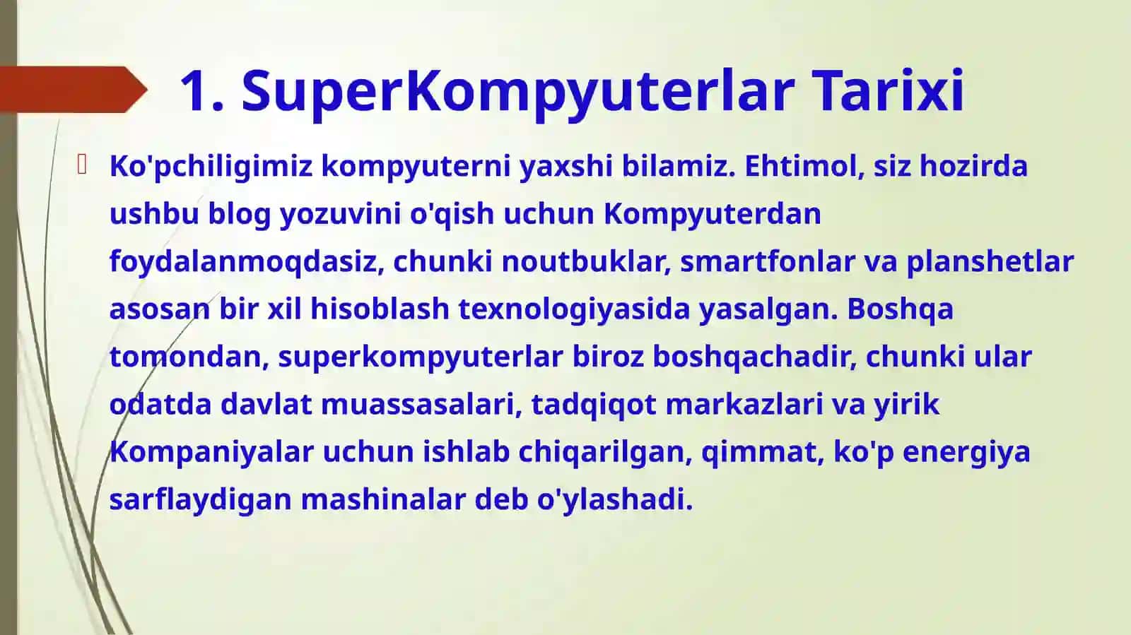 Super Kompyuterlar va Ularning Xususiyatlari 2