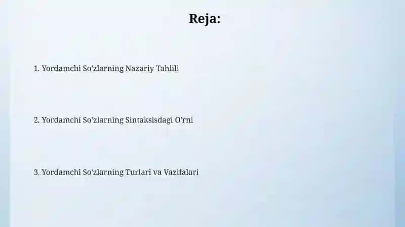 Yordamchi so'zlar haqida nazariy qarashlar tahlili 2