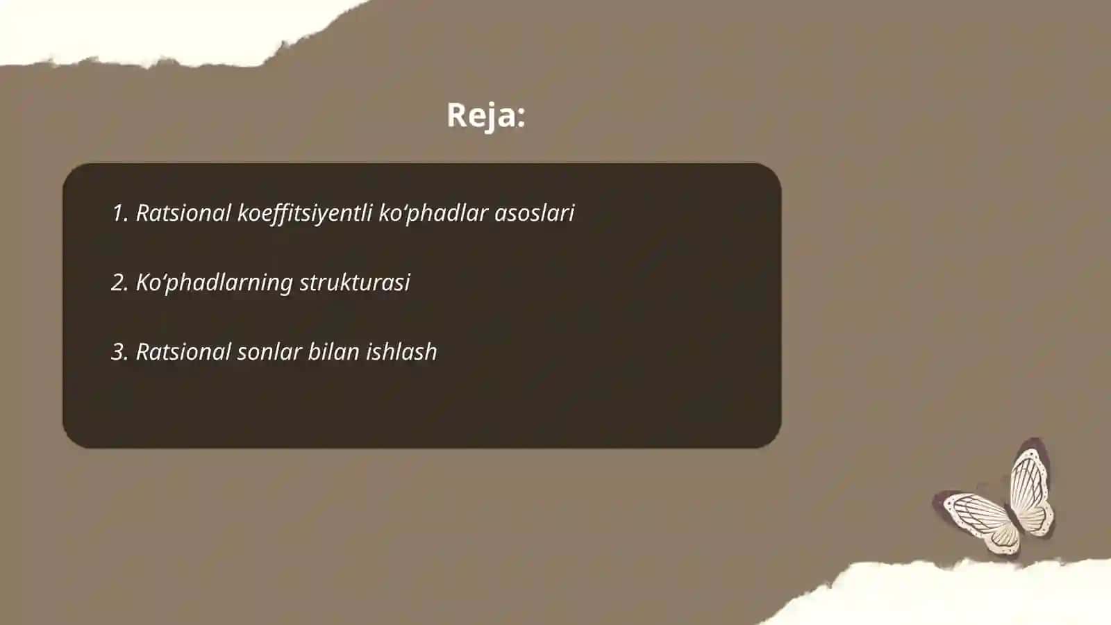 Ratsional koeffitsiyentli koʻphadlar 2