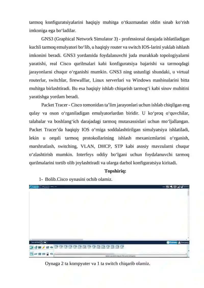 Tarmoq emulyatorlari va ulardan foydalanish 2