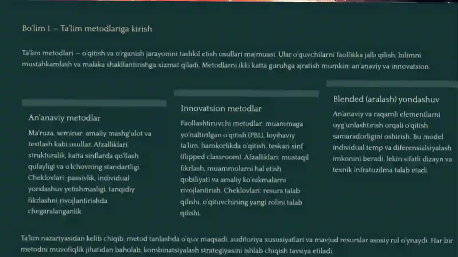 TALIM METODLARI VA VOSITALARI 2