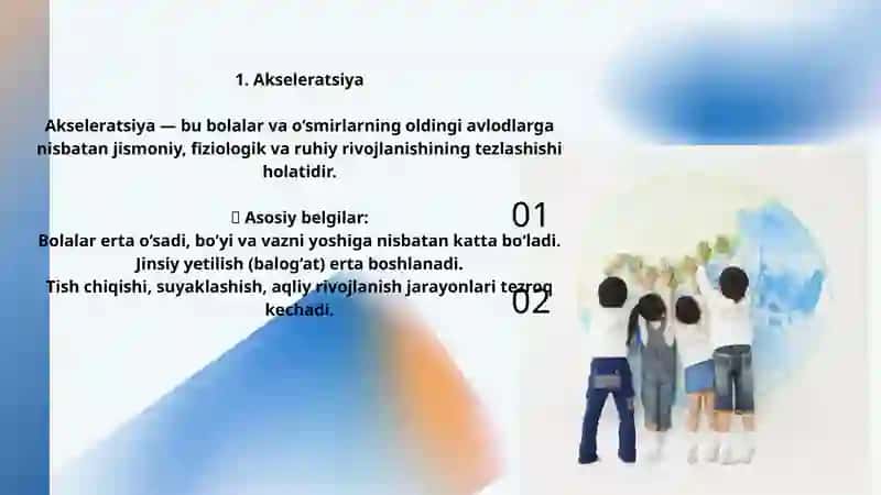Akseleratsiya va redatsiya. Prenatal va postnatal davrlar 2