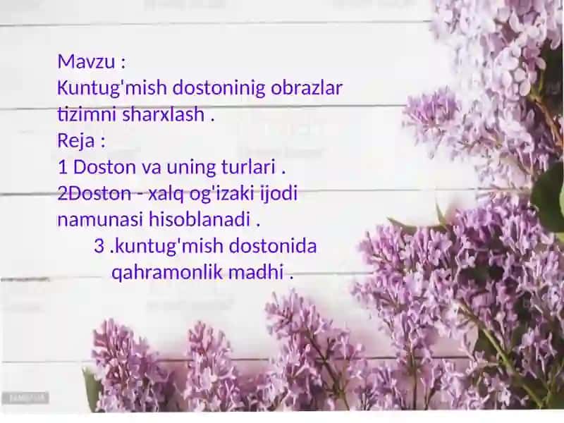 Kuntug'mish dostonining gobrazlari tiziminisharhlash 2