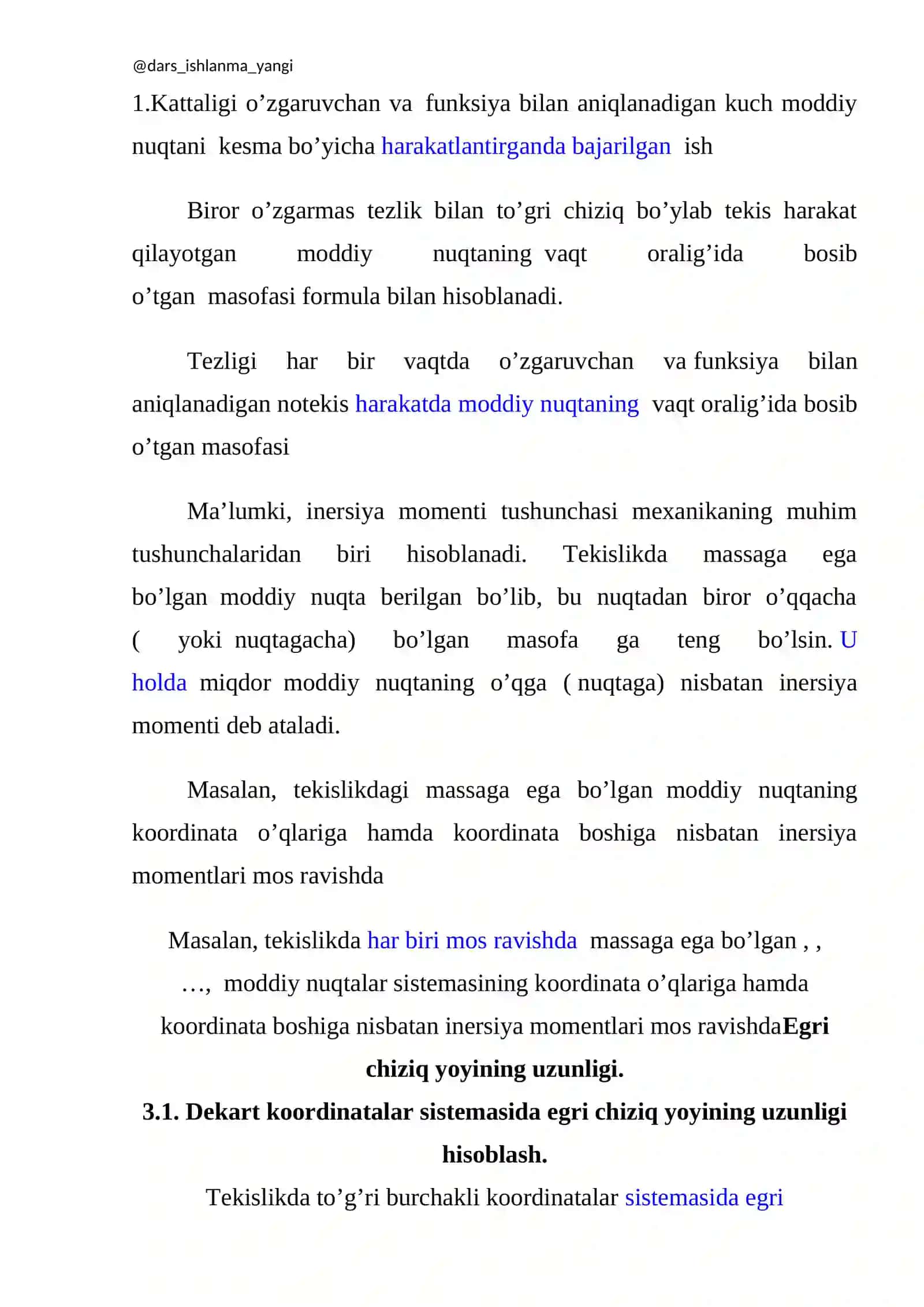 Aniq integralning tadbiqlari (Yassi shaklning yuzasi.Egri chiziq yoyi uzunligi, Hajmlarni hisoblash) 2