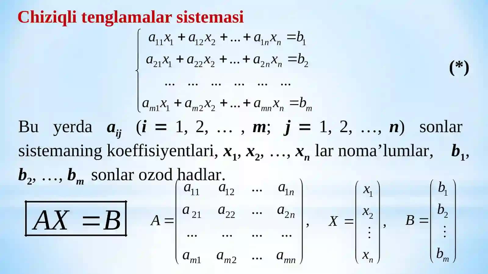 Chiziqli algebraik tenglamalar sistemasi 2