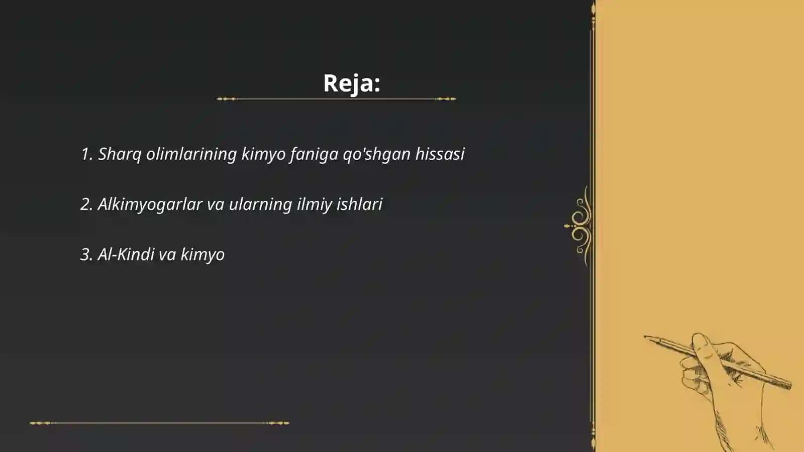 Sharq olimlari va mutafakkirlarining kimyoda tutgan órni. Kimyo va kimyo fanining rivojlanishi 2