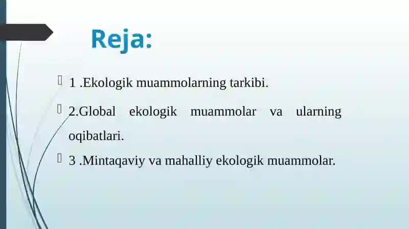 Global, mintaqaviy va mahalliy miqyosdagi ekologik muammolar 2