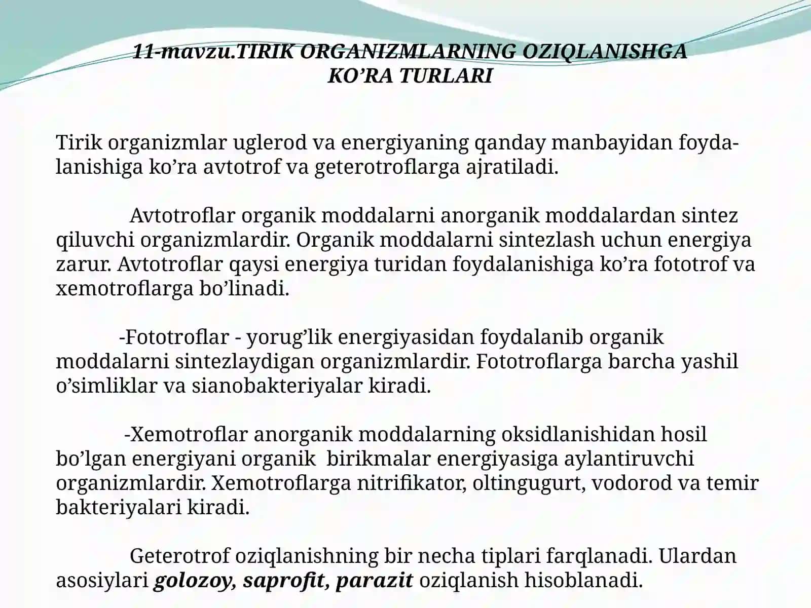 HAYOTNINGORGANIZM DARAJASIDAGI UMUMBIOLOGIK QONUNIYATLAR 2