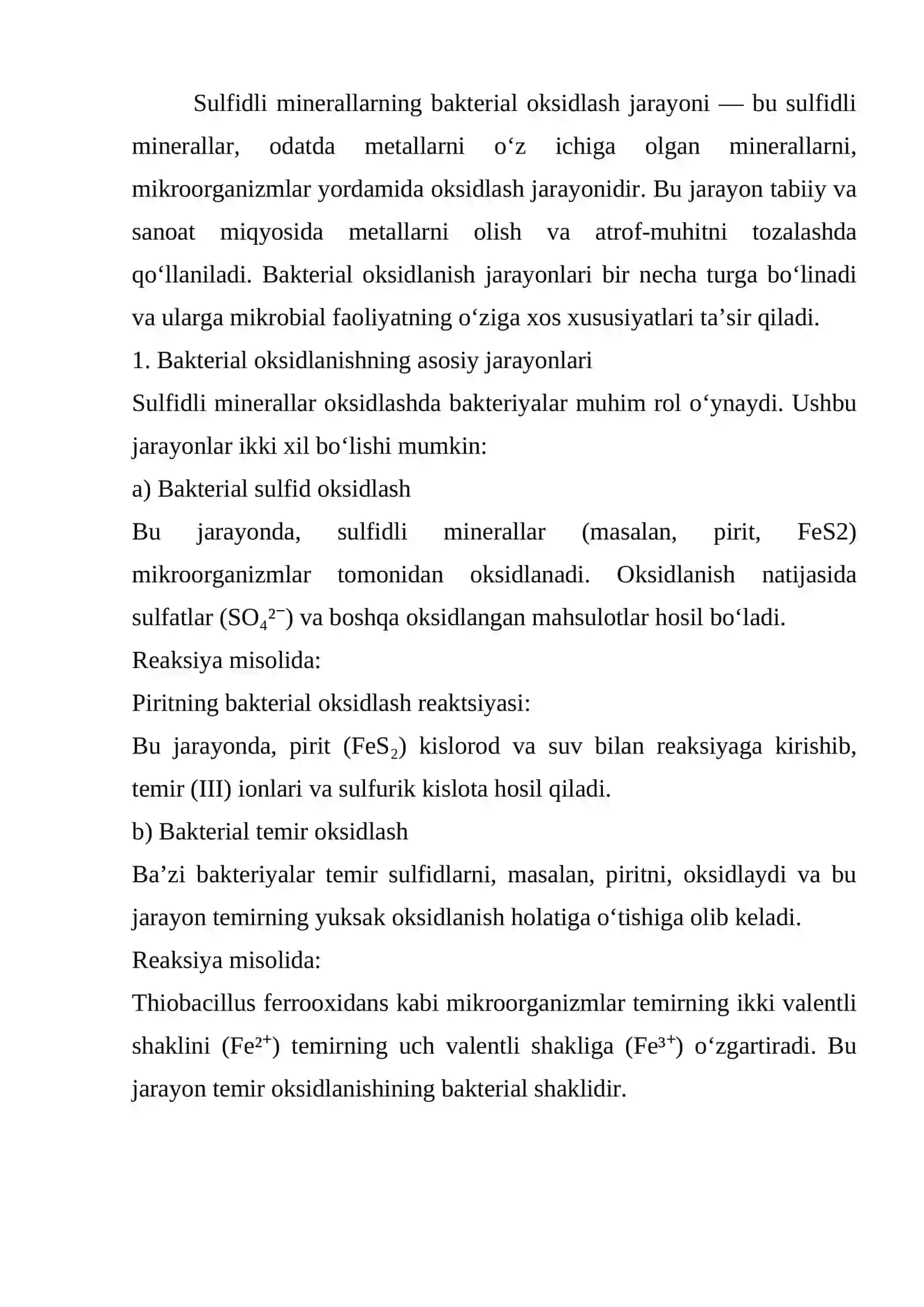 Sulfidli minerallarni bakterial-kimyoviy oksidlash jarayonining kinetikasi 2