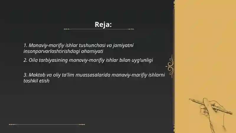 Manaviy-marifiy ishlar tushunchasi va jamiyatni insonparvarlashtirishdagi ahamiyati 2