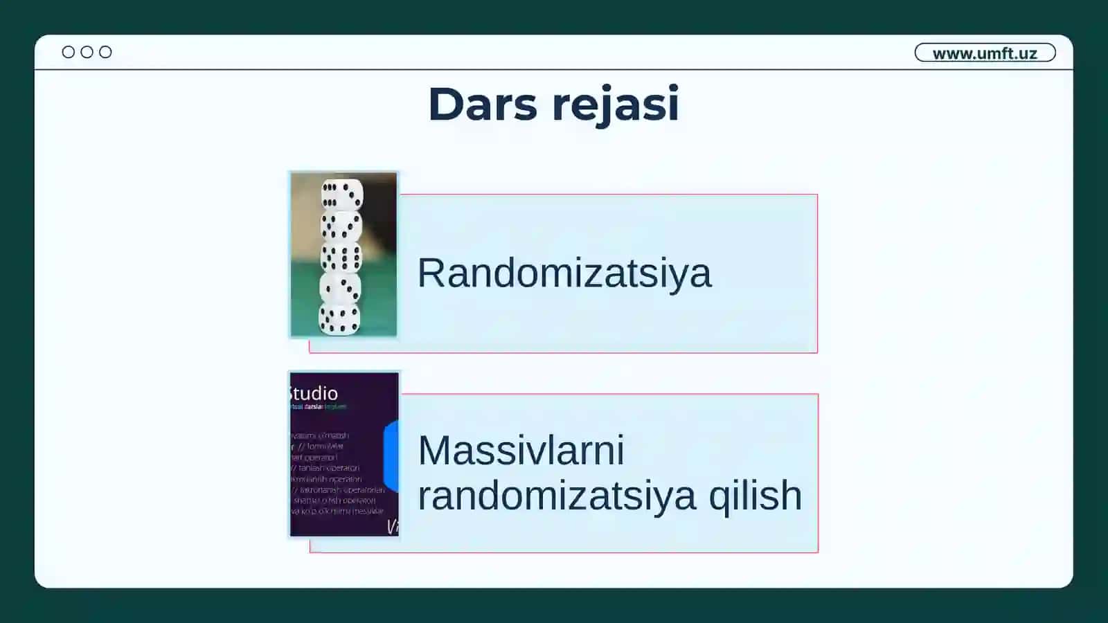Algoritmlarning qiymatlar qabul qilish sohalarini loyihalashtirish 2