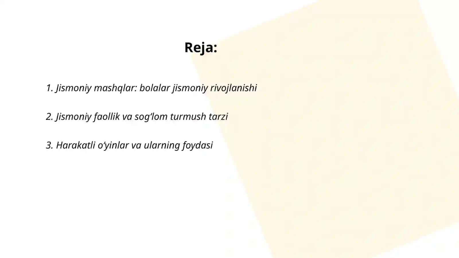 Bir martalik jismoniy mashqlar darsi 2