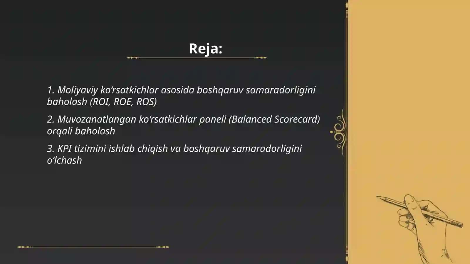 Boshqaruv samaradorligini baholash usullari 2