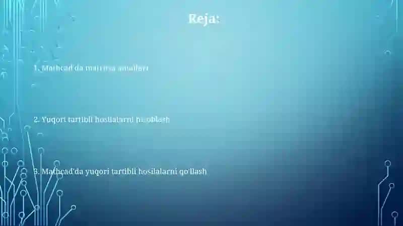 Matritsa ustida amallarni mathcad dasturi orqali hisoblash 2