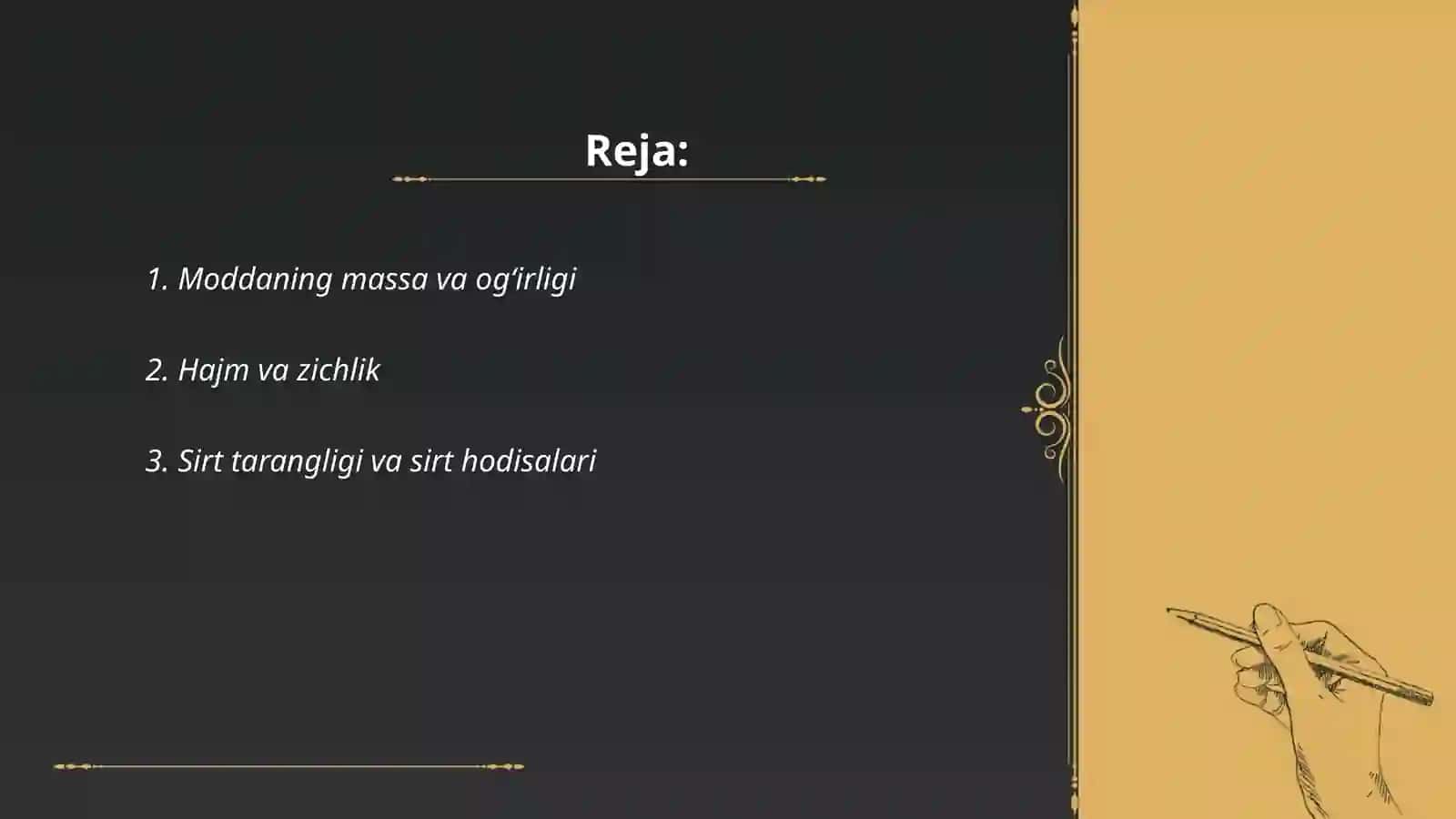 Olam tuzilishining fizik konspeksiyasi moddaning fizik xossalari 2