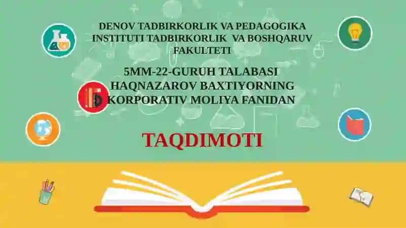 Korxonalarni moliyalashtirishning o‘z manbalari 2