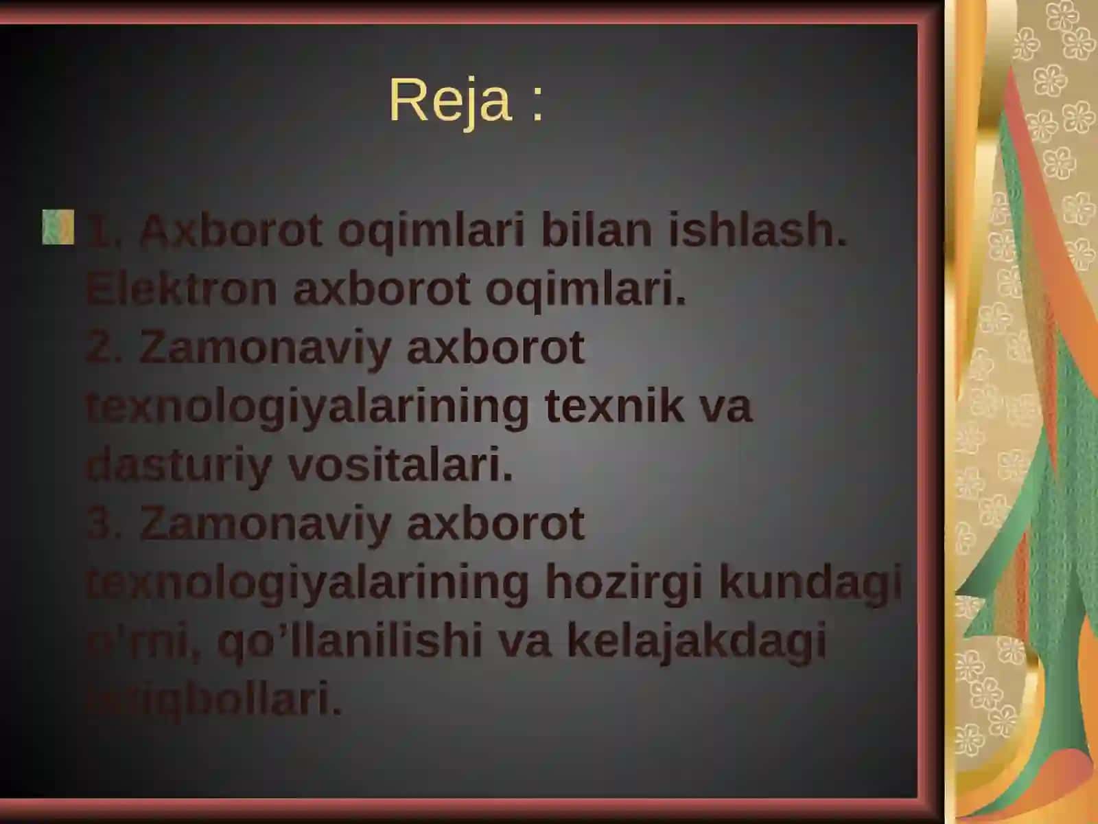 Axborot oqimlari bilan ishlash texnologiyasi 2