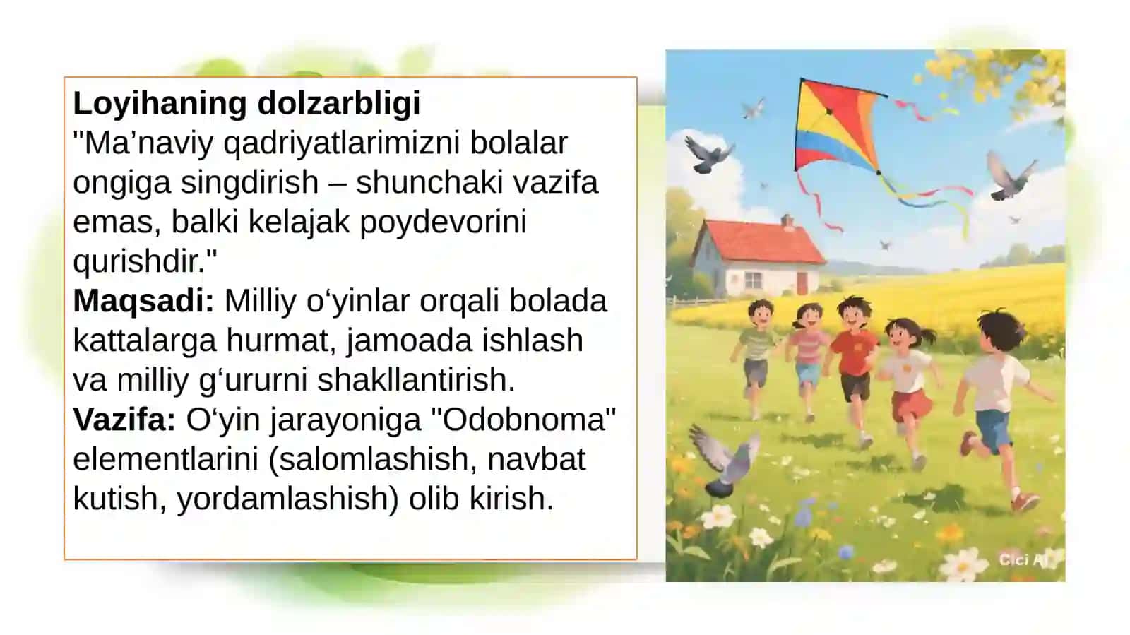 "YILNING ENG YAXSHI TARBIYACHISI" kasbiy ko'rik tanlovi uchun LOYIHA TAQDIMOTI 2
