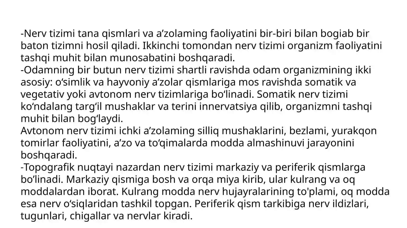 Markaziy nerv tizimining funsional anatomiyasi. Orqa miya va orqa miya pardalari, uning yoshga doir xususiyatlari 2