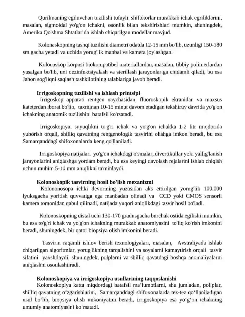 Kolonoskop optik tizimi 2