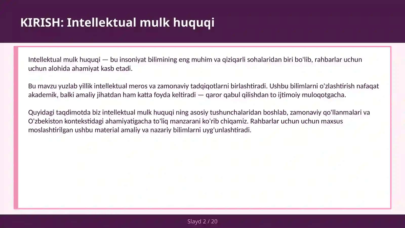 Intellektual Mulk Huquqi 2
