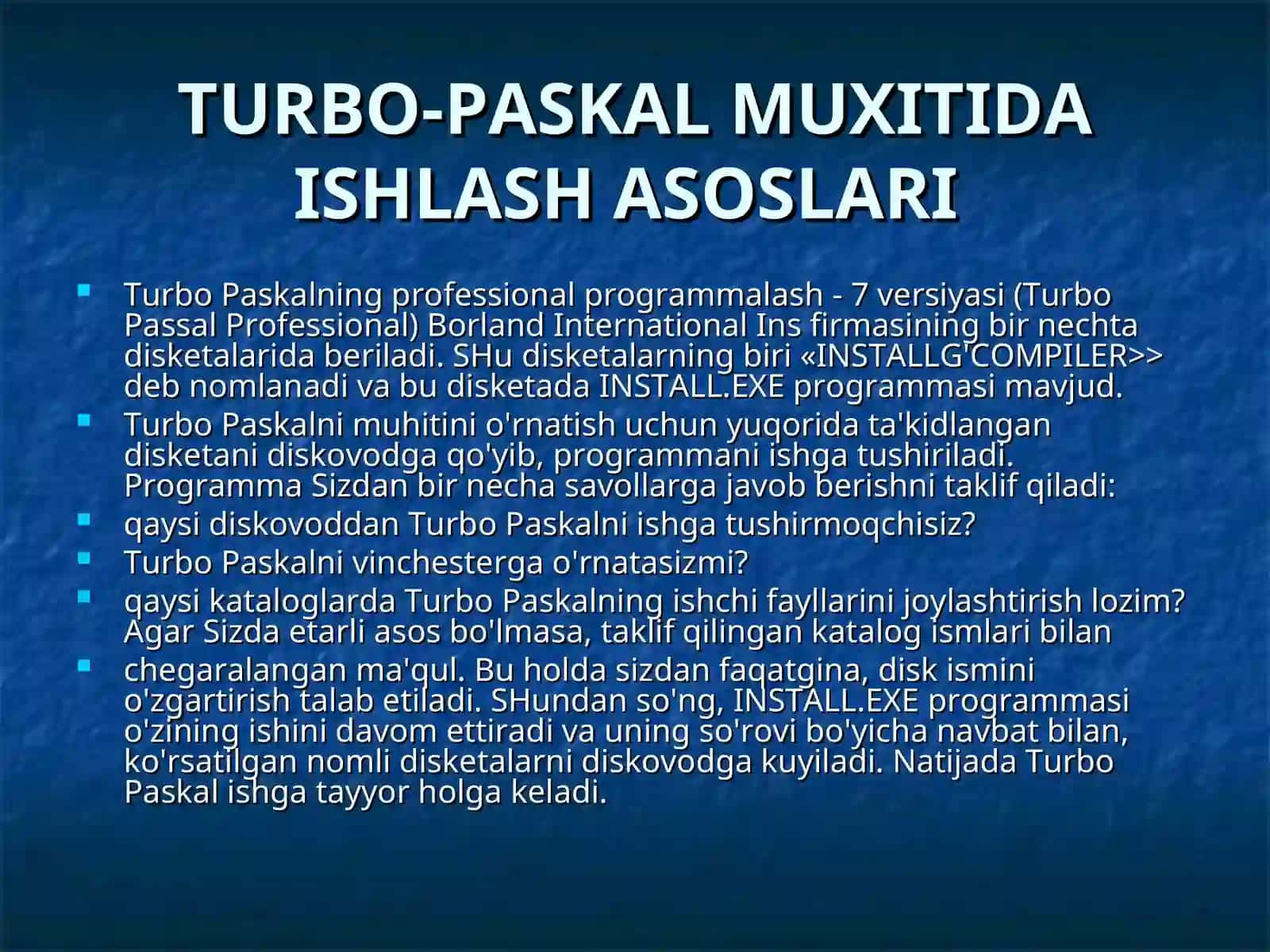 Turbo Paskal Muxitida Ishlash Asoslari 2
