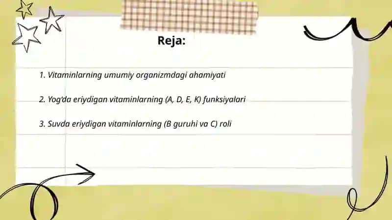 Vitaminlarning organizmdagi ahamiyati 2