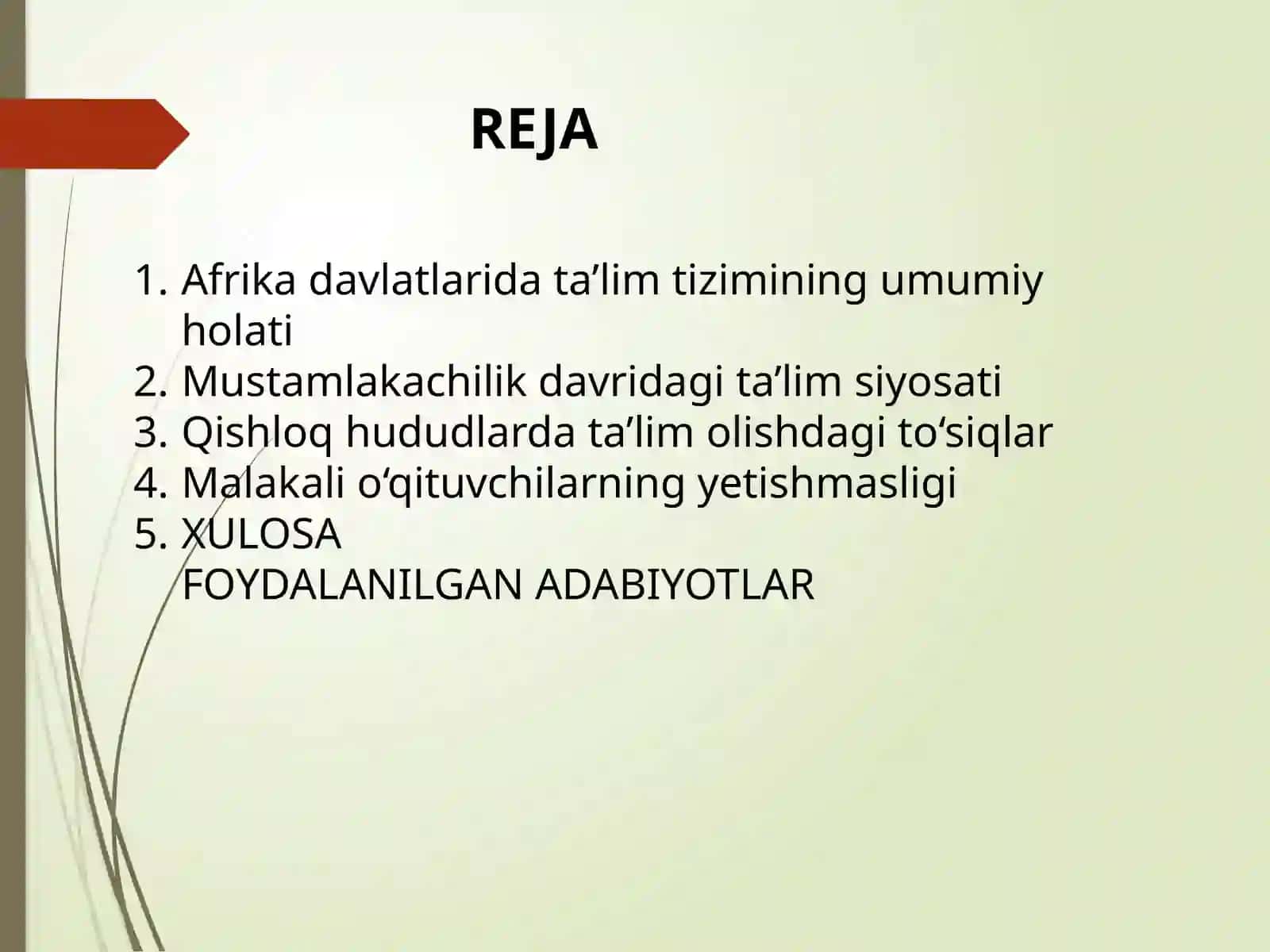 AFRIKA DAVLATLARI TA’LIM MUAMMALARI 2