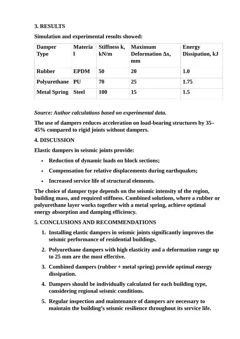 Elastic Dampers in Seismic Joints 2
