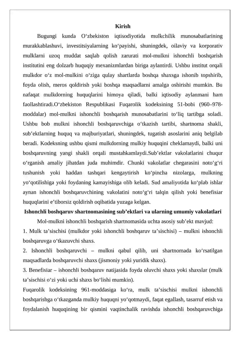 Mol-mulkni ishonchli boshqarish sub'ektlarining vakolatlari 2