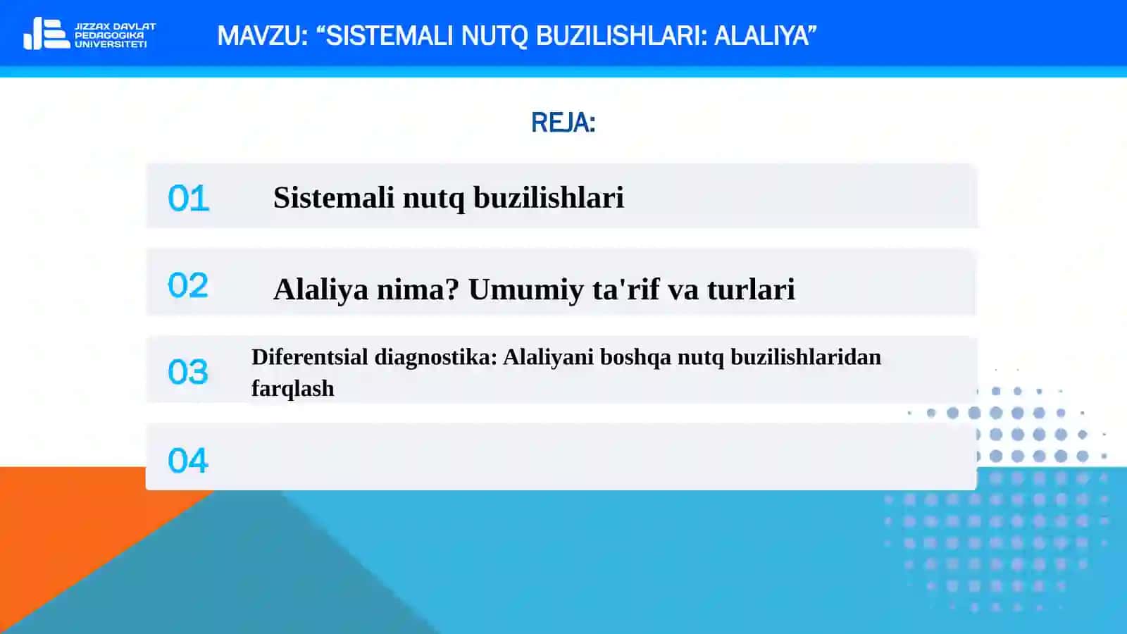 SISTEMALI NUTQ BUZILISHLARI: ALALIYA 2