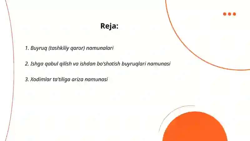 Buyruq (tashkiliy qaror) namunalari 2