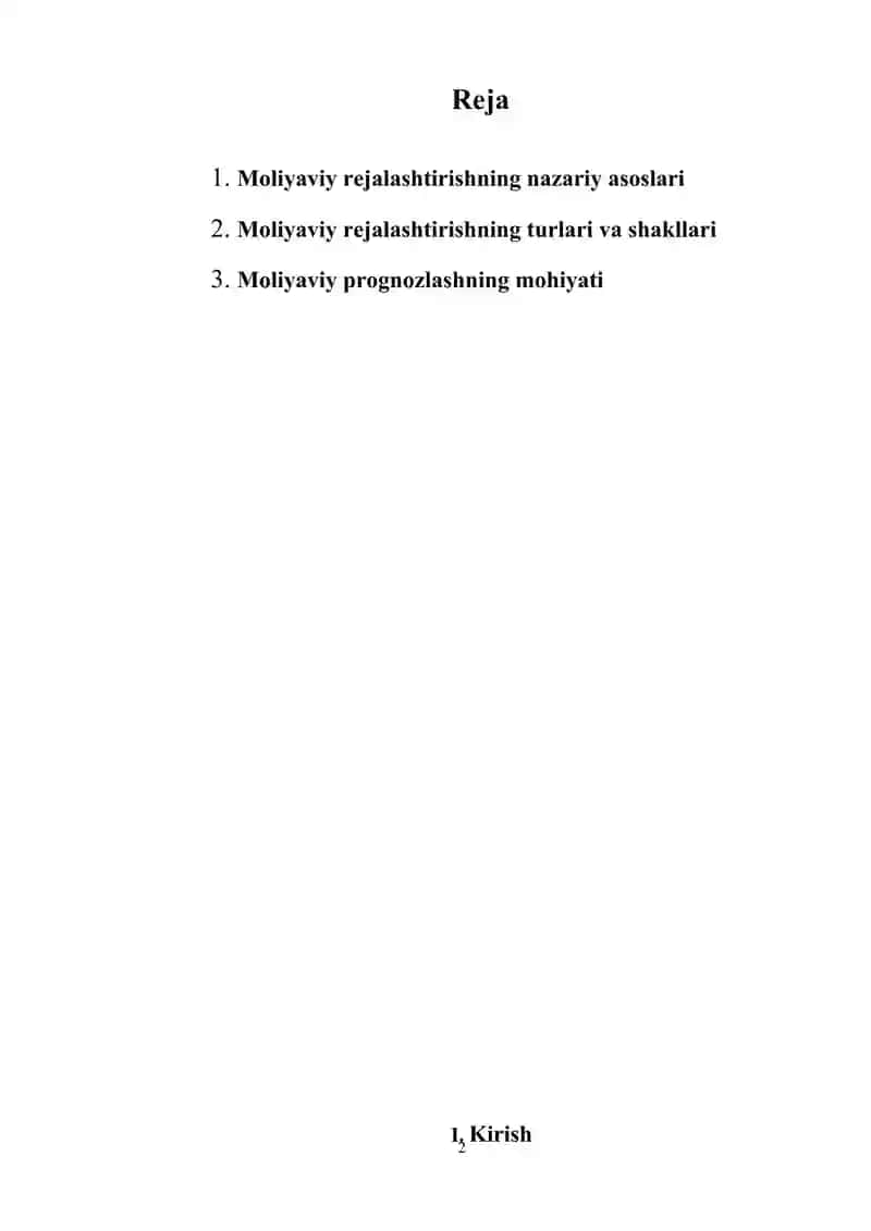 Moliyaviy rejalashtirish va prognozlash asoslar 2