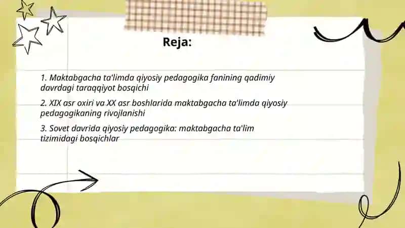Maktabgacha ta'limda qiyosiy pedagogika fanining taraqqiyot bosqichkari 2