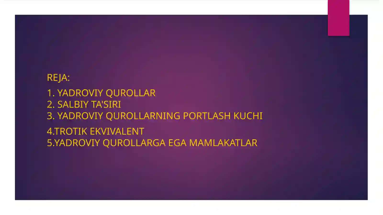 Ommaviy qirg'in qurollarining tasnifi 2
