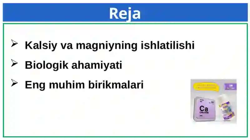 Kalsiyvamagniyning ishlatilishi va eng muhim birikmalar 2