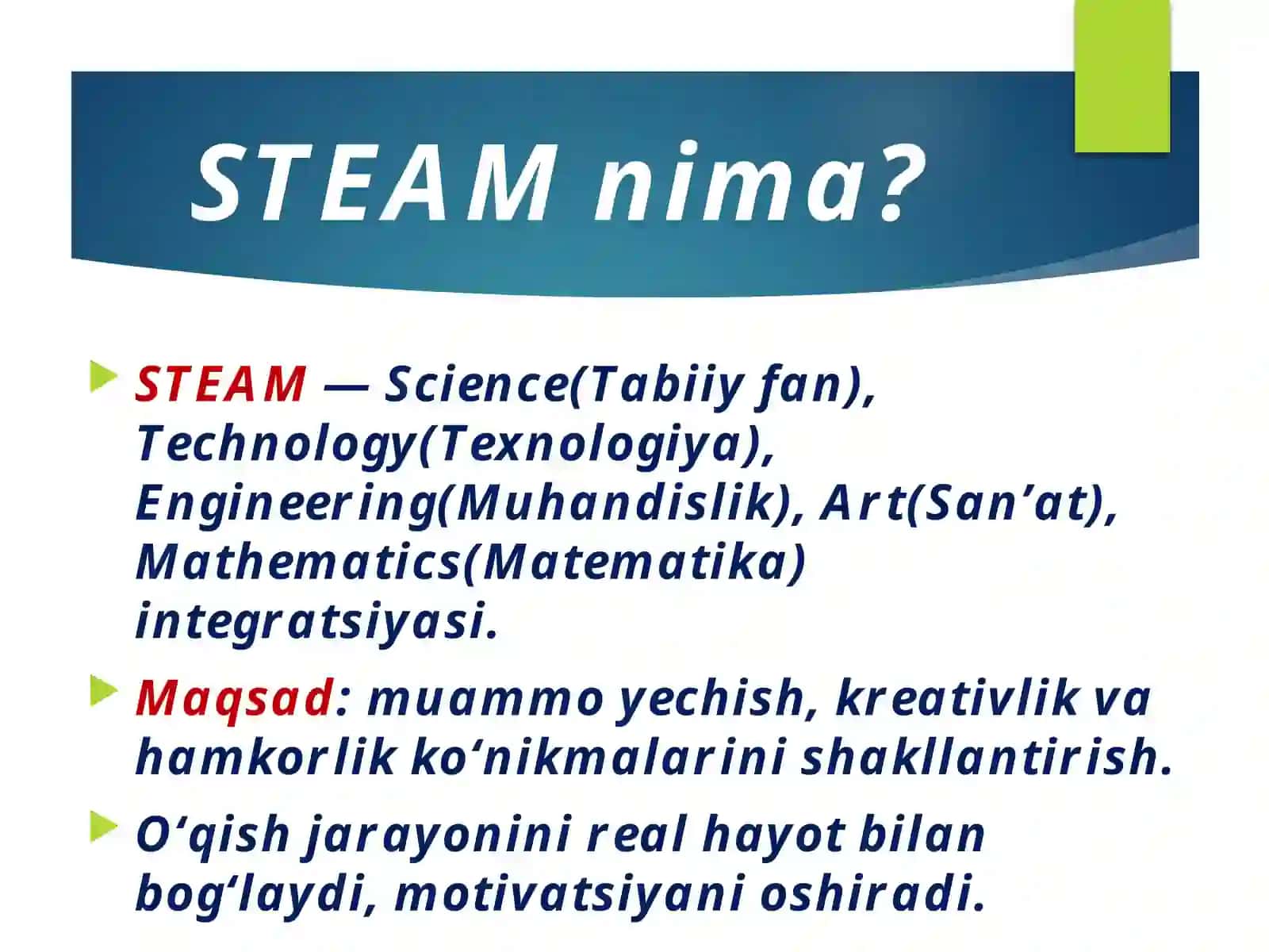 Boshlang‘ichta’limda STEAM texnologiyalaridan foydalanish 2