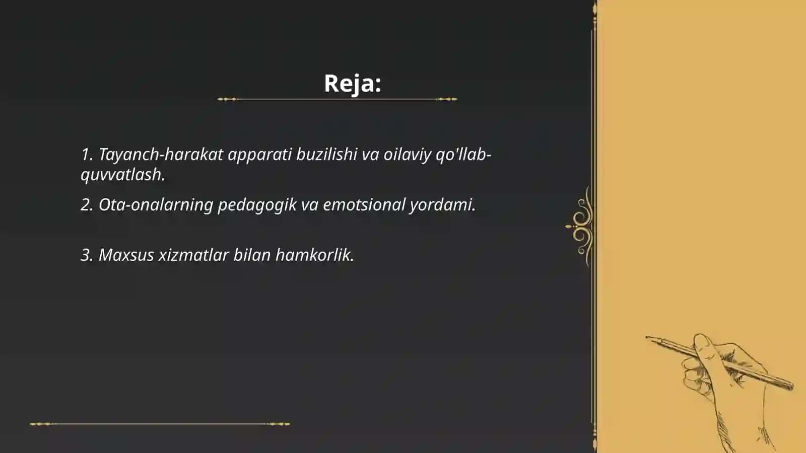 Tayanch-harakat apparati funksiyalari buzilgan bolalarda tarbiyalashda ota ona roli 2
