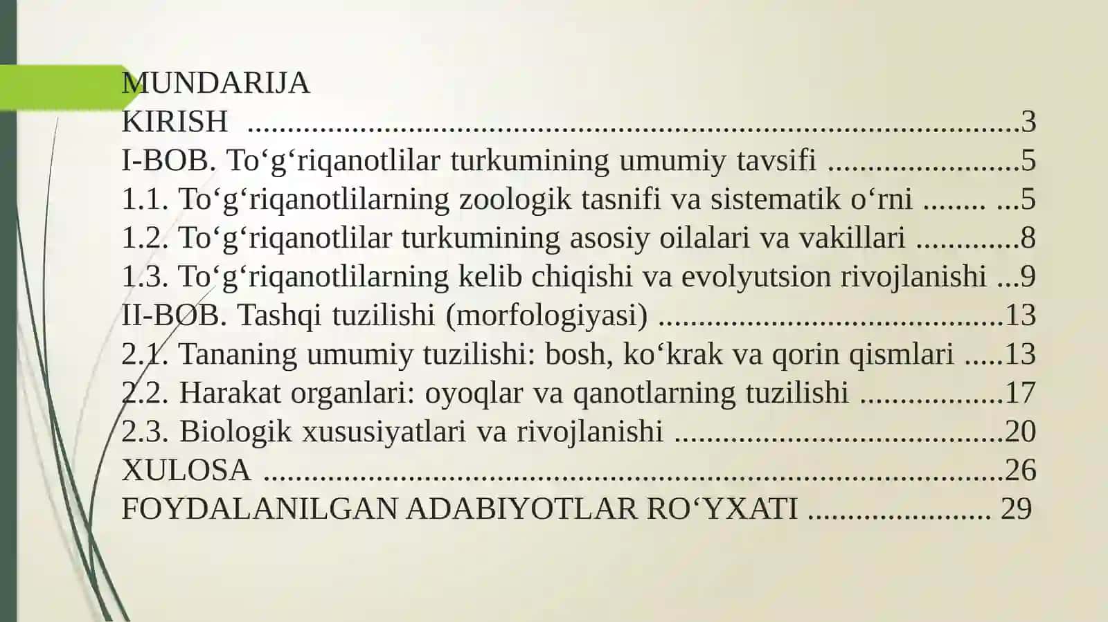 To‘g‘riqanotlilar turkumi 2