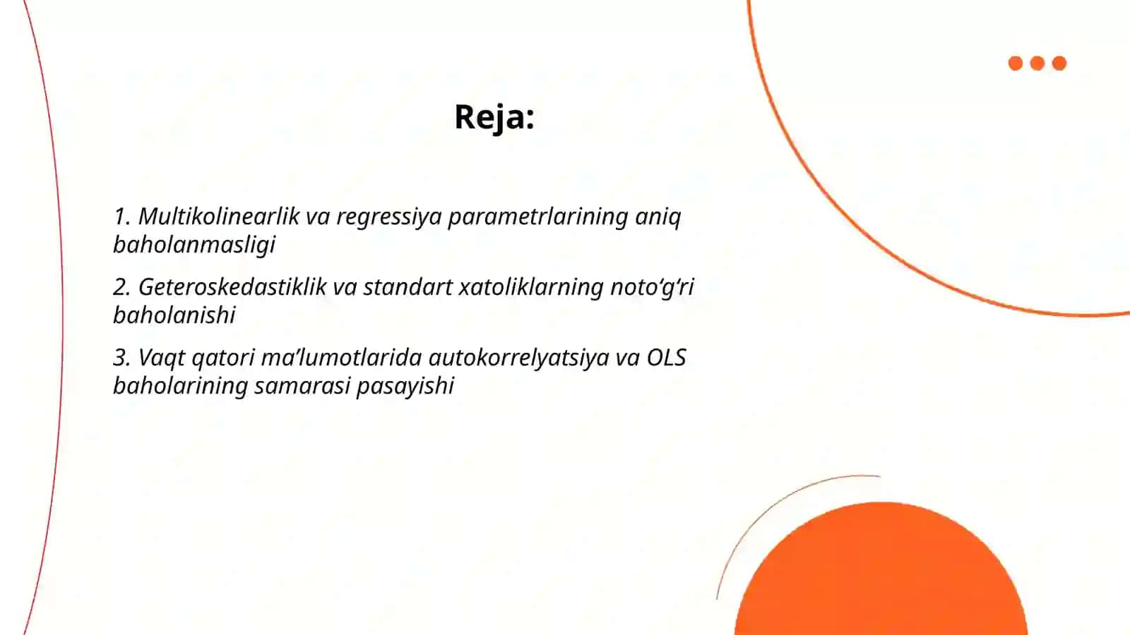 Ekonometrikada eng kichik kvadratlar usulidan foydalanish muammolari 2
