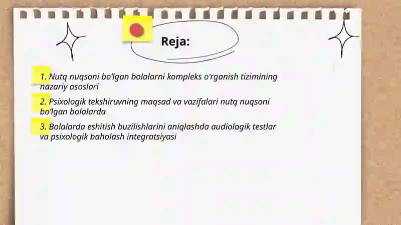 Nutqida Nuqsoni Bolalarni Kompleks O'rganish Tizimi 2