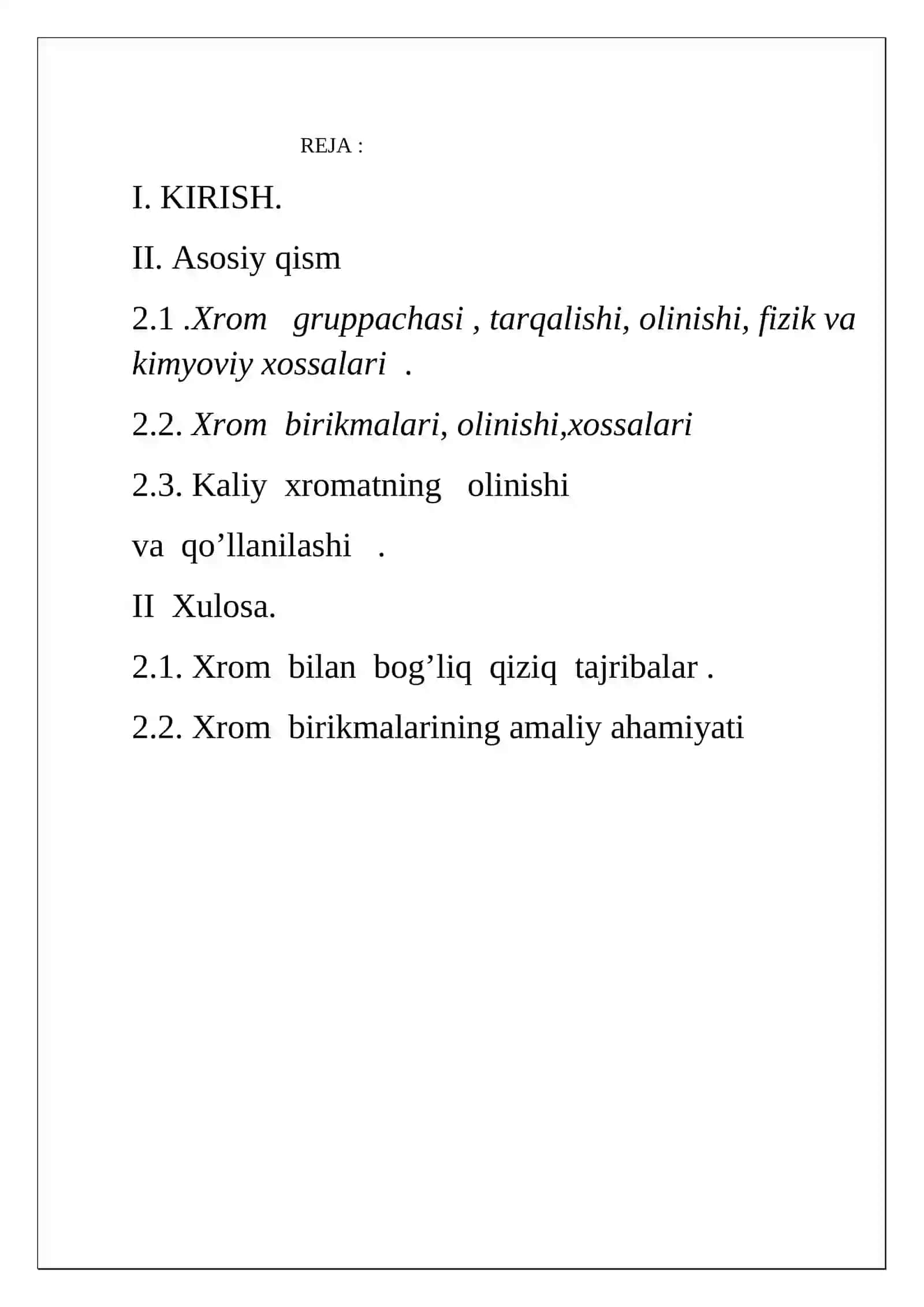 Kaliy xromatning olinishi va xossalari 2