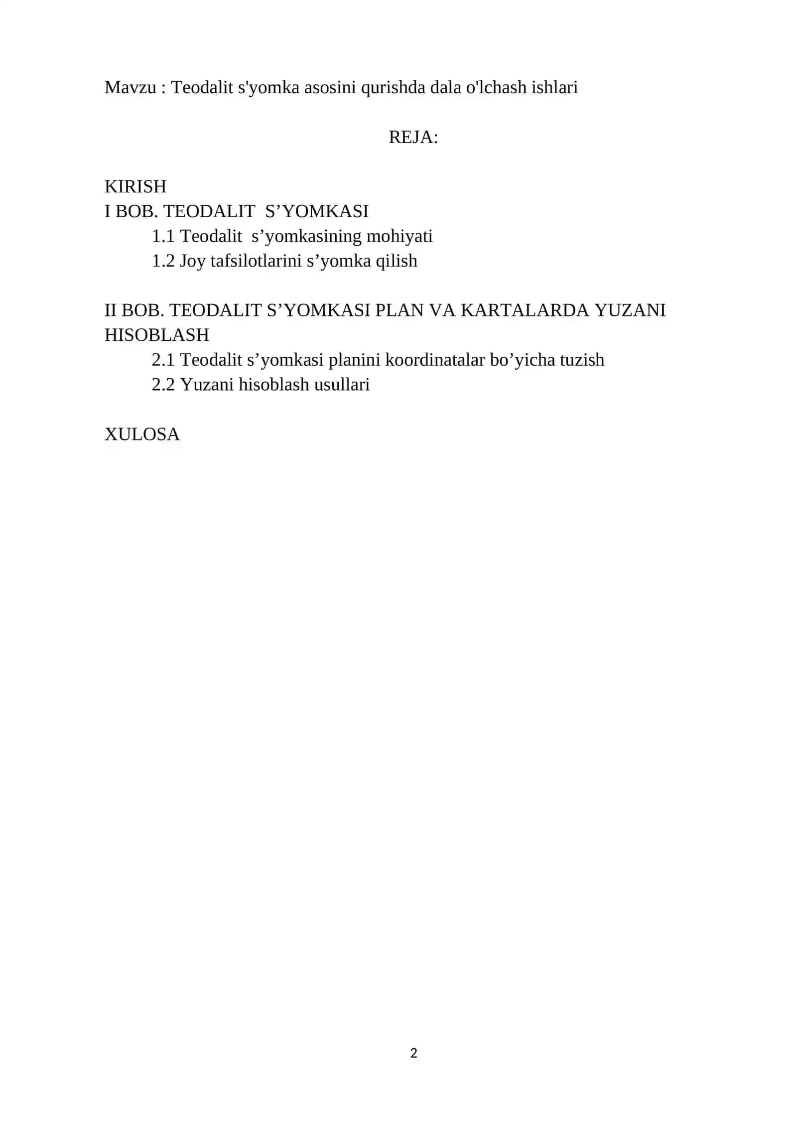 Teodalit s'yomka asosini qurishda dala o'lchash ishlari 2