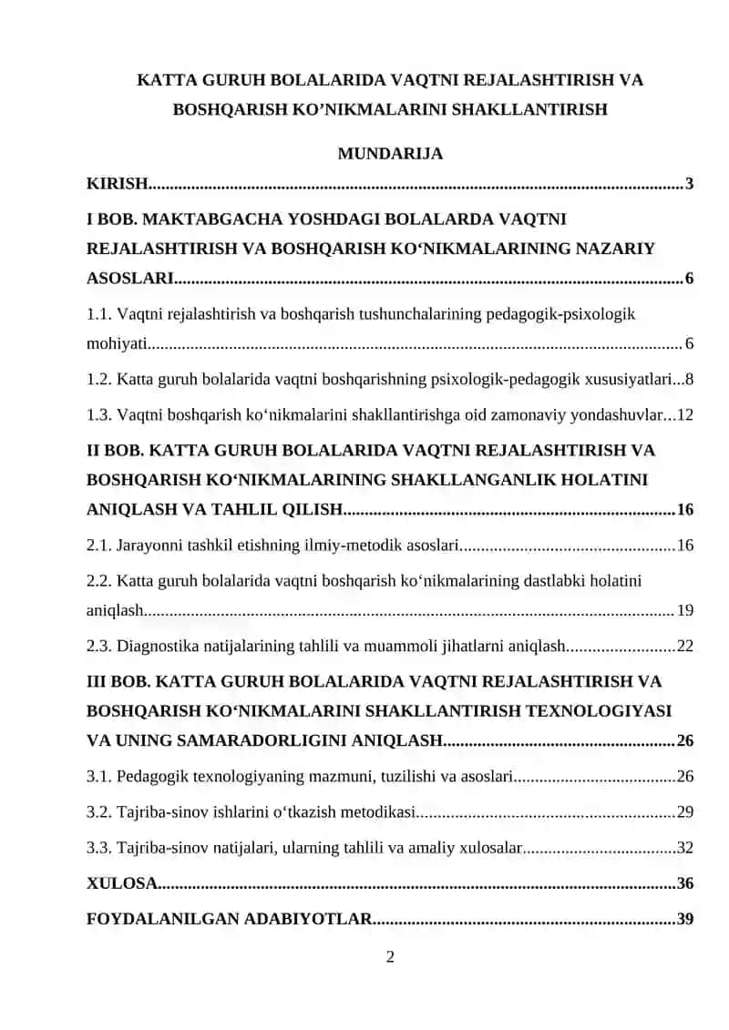 Katta guruh bolalarida vaqtni rejalashtirish va boshqarish ko‘nikmalarini shakllantirish 2
