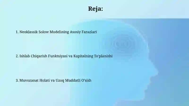 Neoklassik Solow Modelining Asosiy Farazlari 2