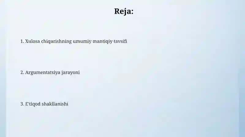 Xulosa chiqarishning umumiy mantiqiy tavsifi 2